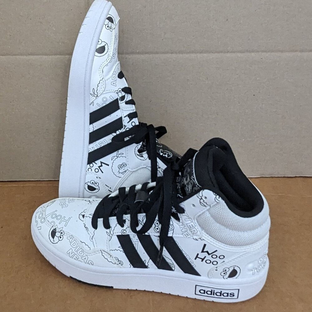 RARE Adidas Hoops 3.0 Mid W Neo Sesame Street Big Kid Womens 6.5 White . - Picture 4 of 14